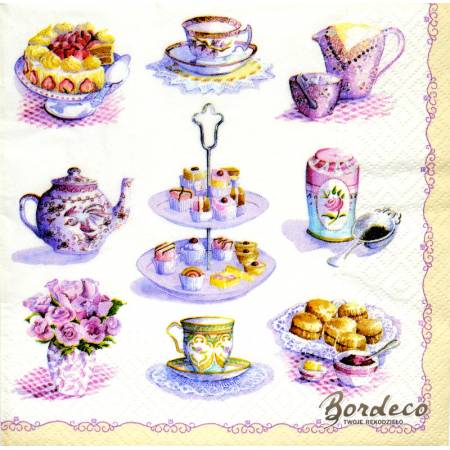 Serwetka do decoupage ciasteczka i porcelanowy serwis 33x33 PAW